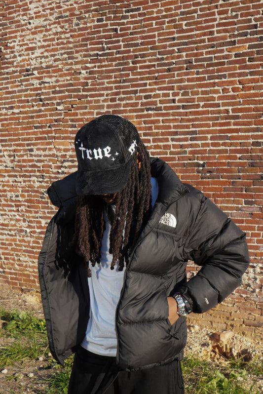 Black velvet fur trucker hats