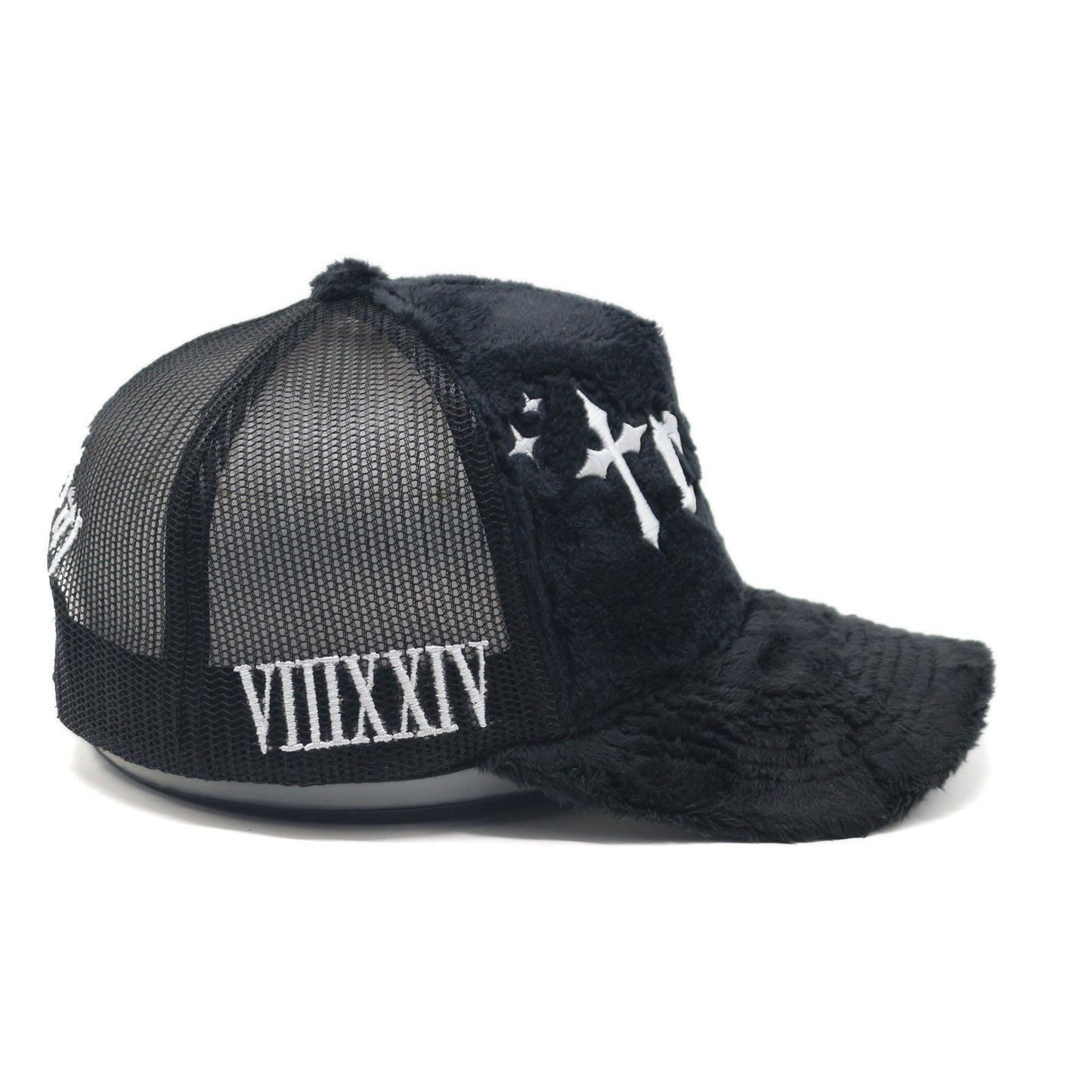 Black velvet fur trucker hats
