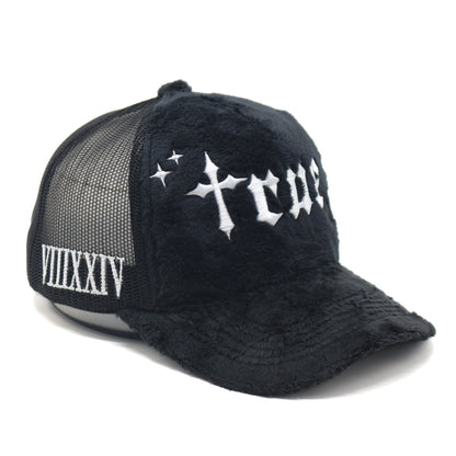 Black velvet fur trucker hats