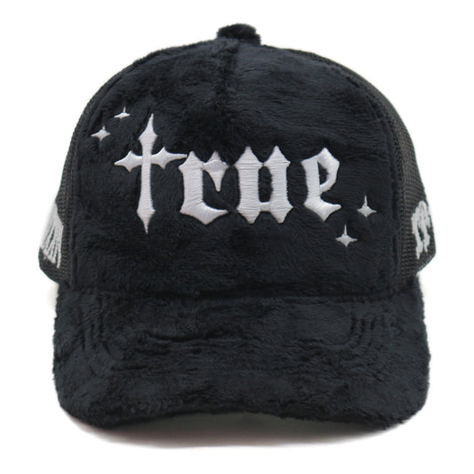 Black velvet fur trucker hats